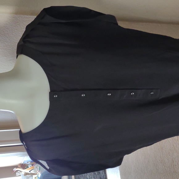 Warehouse black silk dress w/ drawstring tie size 8 - Picture 2 of 8